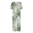 thumbnail image 4 of Liquidation Aujourd'hui Iumwxz Pyjamas Décontractés Fluides Ensembles Femmes Tenues d'Été Teinture sur Nœuds Graphique Col Rond Manches Courtes Taille Élastique Pantalons Courts Ensembles pour Femmes Vacances, 4 of 6