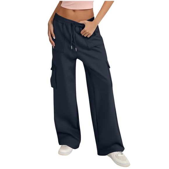 Pisexur Cargo Pants Women Lightweight Baggy Elastic Wasit Wide Leg Pants Woman Casual Comfy Hiking Pants Women With Pockets Palazzo Pants Cargo Sweatpants for Women S-2XL