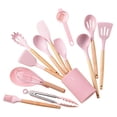 thumbnail image 1 of Birdeem Wooden Handle Silicone Kitchenware Set 14 Piece Round Barrel Set Non Stick Pot Cooking Spoon Kitchen Tools, 1 of 1