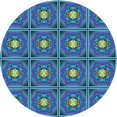 thumbnail image 1 of Ahgly Company Machine Washable Indoor Round Transitional Sapphire Blue Area Rugs, 7' Round, 1 of 7