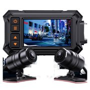 Motorcycle Dash Cam Dash Camera HD 1080P Dual Lens GPS DVR Dashcam Waterproof Motorbike Video Recorder 32GB ,Clear Images