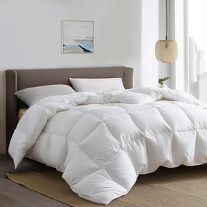 Serta Down Fiber Comforter King Size-Lightweight Duvet Insert Luxury Fluffy Bed Comforter 100% Cotton 300 Thread Count Shell Down Feather Fiber 500 Fill Power with Corner Taps White 106x90inch