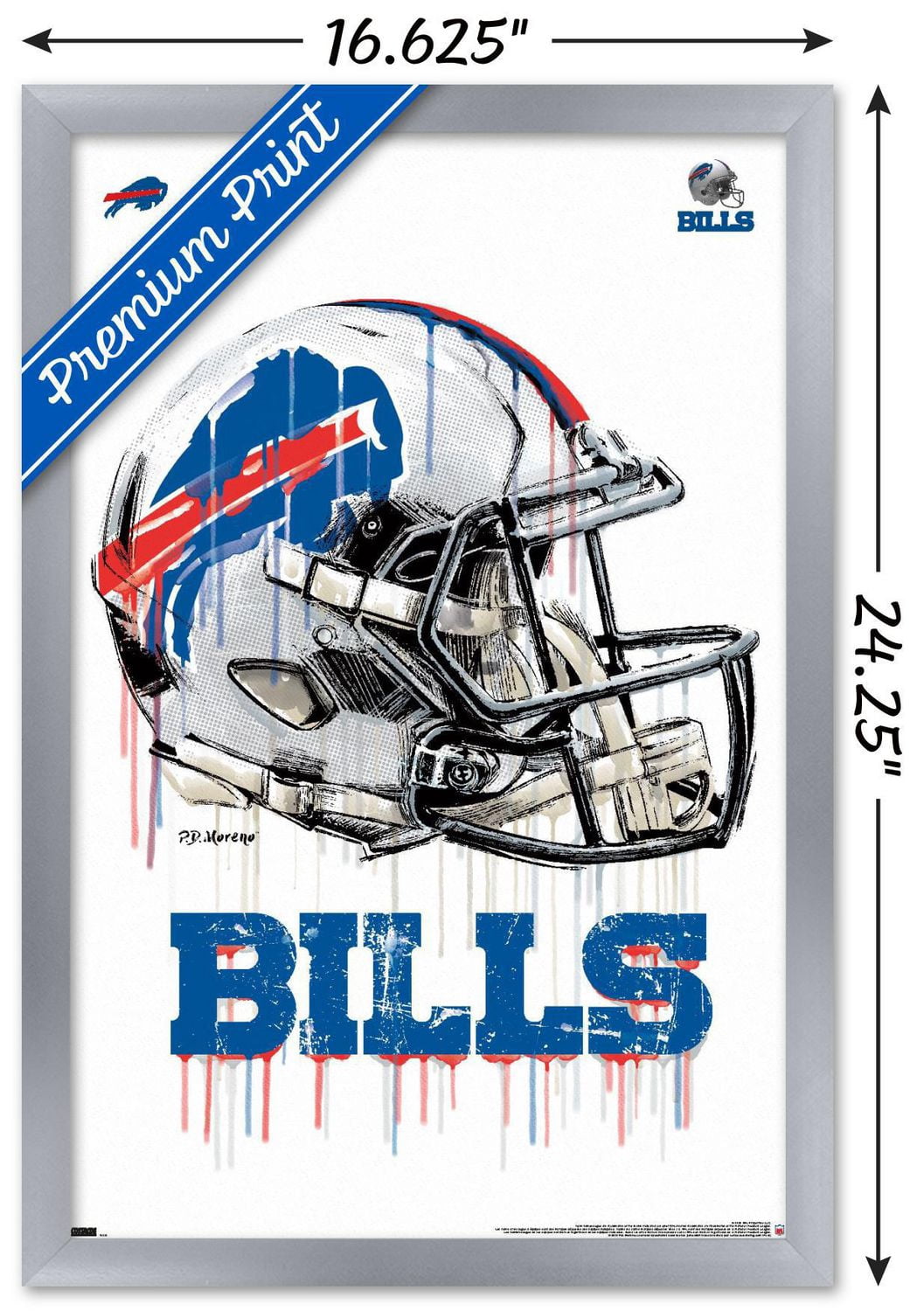 NFL Buffalo Bills - Drip Helmet 20 Wall Poster with Magnetic Frame, 22.375" x 34"