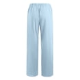 thumbnail image 4 of zanvin Women's Casual Solid Cotton Linen Drawstring Elastic Waist Wide Leg Cargo Pants, 4 of 5
