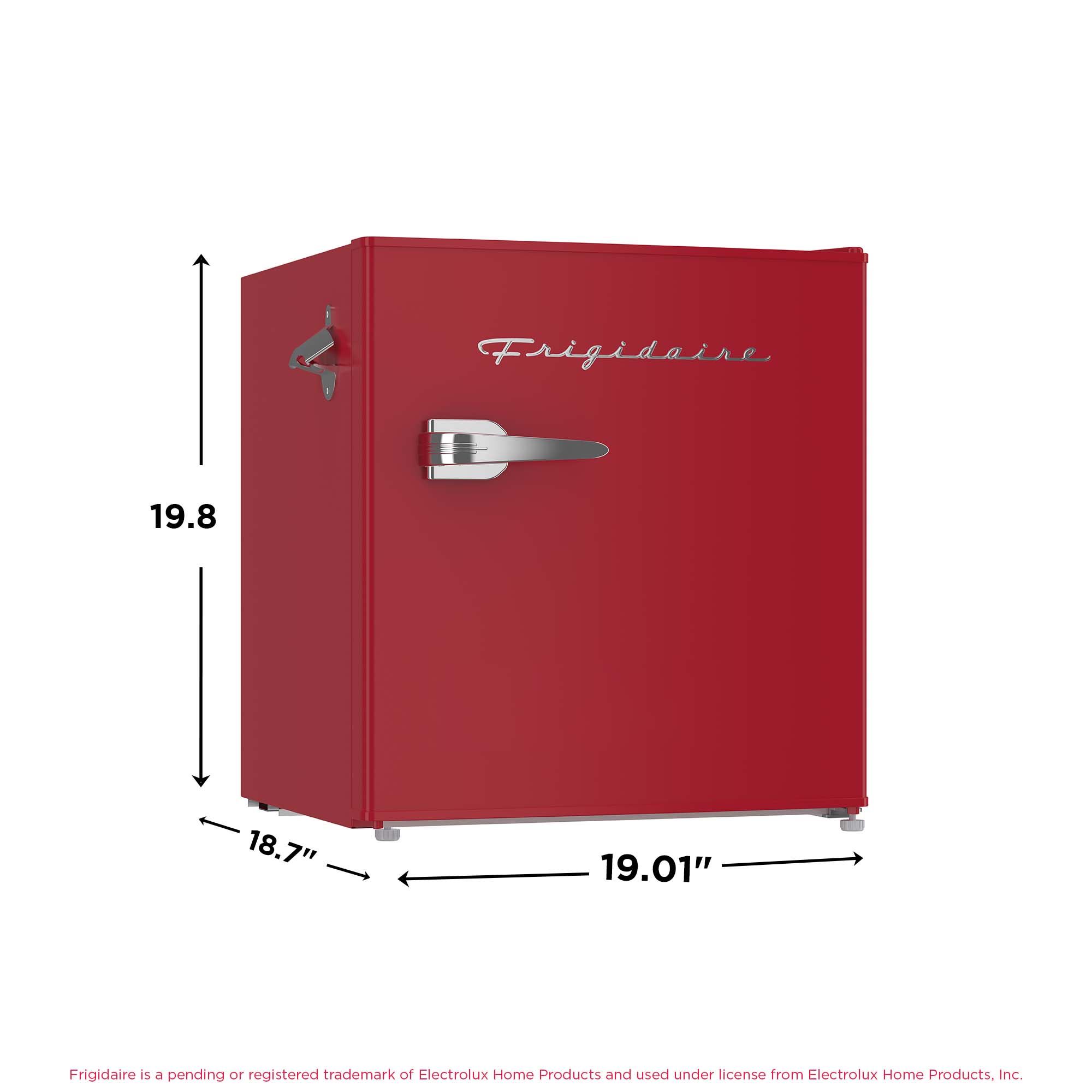 Mini-réfrigérateur rétro Frigidaire 1,6 pi³ avec ouvre-bouteille latéral, réfrigérateur compact avec compartiment congélateur, rouge