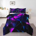 thumbnail image 2 of Erosebridal Chic Geometric Bedding King Comforter Set, Black Purple Down Comforter, Modern Abstract Decor, Reversible 3pcs, 2 of 8