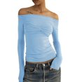 thumbnail image 1 of T-Shirts à Manches Longues Évasés de Couleur Unie pour Femmes, 1 of 4