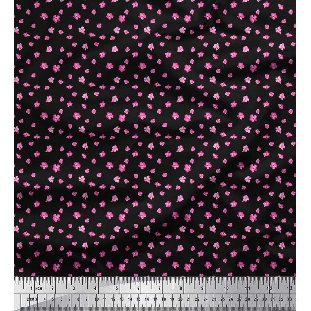 Soimoi Poly Georgette Fabric Artistic Floral Printed Fabric 1 Yard 52 Inch Wide