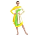 thumbnail image 3 of RUNQHUI Women's Metallic Gold Color Block Liturgical Praise Dance Dresses Church Robe Worship Skirt Yellow XL, 3 of 7