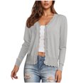 thumbnail image 1 of Womens Long Sleeve Knit Cardigans Lightweight Button Up Cardigan Sweater Fall Casual V-Neck Thin Jacket Gray, M, 1 of 7