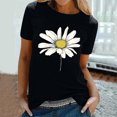 thumbnail image 2 of KIHOUT Nouveau Haut de Mode d'Été pour Femmes 2025, T-Shirt à Manches Courtes à Col Rond Décontracté à Imprimé Floral Noir TG, 2 of 5