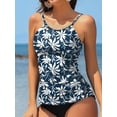 thumbnail image 3 of Charmo Women's High Neck Tankini Tops Only Tummy Control Swimsuit Top Ruched Swim Top Without Bottoms, 3 of 6