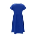 thumbnail image 5 of RKSTN Robes d'Été pour Femmes 2023 Décontractées en Coton et Lin Couleur Unie Longueur Genou Jupes Col Rond Manches Courtes Robe Midi avec Poches, 5 of 5