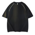 thumbnail image 1 of Styesk T Shirts for Man Man Round Neck Loose Shoulder Collar Inserting Line Shoulder Insert Short Sleeve T-shirt Large Size Fallow Blouse, 1 of 8