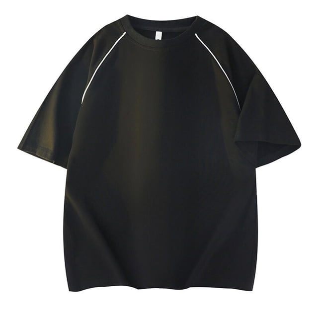 Styesk T Shirts for Man Man Round Neck Loose Shoulder Collar Inserting Line Shoulder Insert Short Sleeve T-shirt Large Size Fallow Blouse