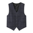 thumbnail image 4 of XASZHN Boy's 4 Button Formal Plaid Suit Vest Grey_002 7-8 Years, 4 of 4