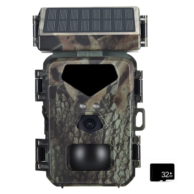 Carte Mémoire 32 Go Incluse : Caméra de Sentier Infrarouge 1080P 20MP avec Vision Nocturne de 65 Pieds, Vitesse de Déclenchement de 0,3s, Étanchéité IP65, Design Camouflage ABS pour la Chasse à la Faune, Surveillance d'Entrepôt et Maison