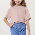 thumbnail image 2 of zbxnLI Hauts Courts Athlétiques pour Filles T-Shirts à Manches Courtes pour Enfants Col Ras du Cou T-Shirt d'Entraînement de Gym T-Shirts de Course Vêtements de Sport, 2 of 7