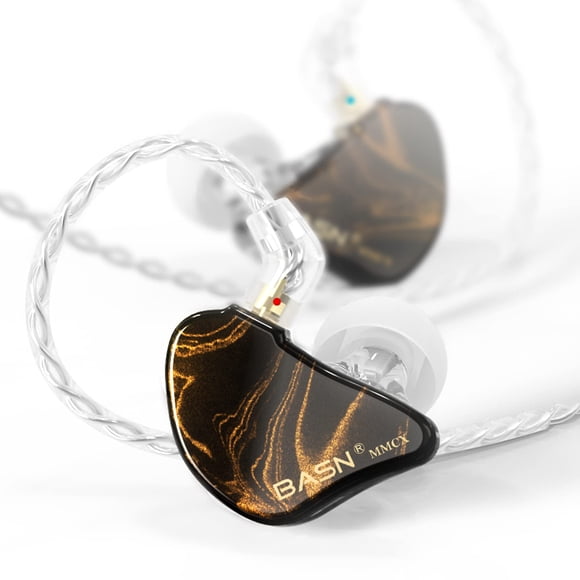 BASN MMCX in Ear Monitor Headphones,Triple Driver IEM in-Ear Earphone for Musician Drummer, Noise-Isolation HiFi Stereo Earbuds with Two Detachable C