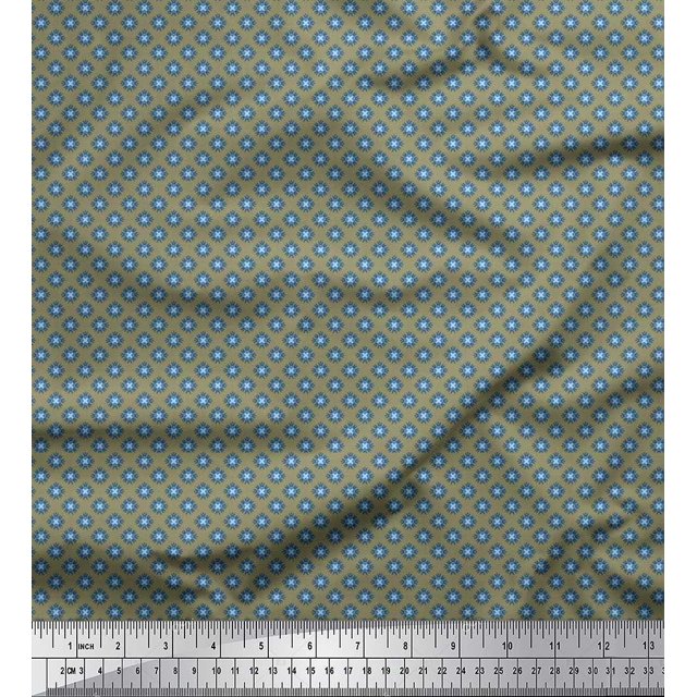 Soimoi Silk Fabric Artistic Floral Shirting Print Fabric by Yard 42 Inch Wide