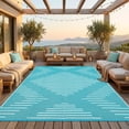 thumbnail image 1 of Nanan 6x9 Modern Geometric Outdoor Rug, All-Weather Waterproof Patio Mat, UV Resistant, Stain Resistant, Easy Clean Plastic Rug for Yard, Deck, Balcony, Camping,Light Blue/White, 1 of 8