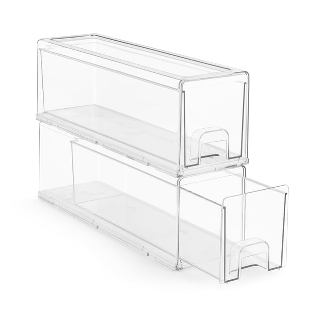 Sorbus Small Clear Stackable Storage Drawers, Plastic Storage Drawers with Handles for Laundry Room, Office, Closet, Desk, Home, Kitchen, Pantry, Bathroom, Room, Organization and Storage (2 Pack)