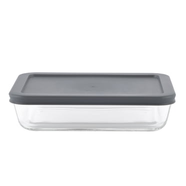 Mainstays Square Glass Food Storage Container with PE Lid 1.1L