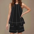 thumbnail image 2 of Womens Two Piece Lounge Set Summer Vacation Outfits Patchwork Sleeveless Tank Top and Shorts Sets with Pockets, 2 of 8