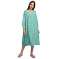 thumbnail image 2 of Moomaya Robe de Nuit Longue Jusqu'au Genou à Patte de Boutonnage pour Femmes, Imprimée, 2 of 6