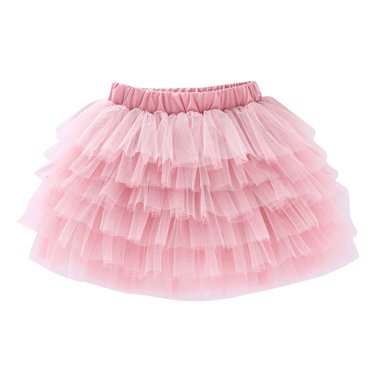 Zwiiyzr 2025 Jupe Tutu Mignonne pour Filles 2-14 Ans Robe de Danse en Tulle Superposée Robe de Princesse en Tulle Couleur Unie Rose