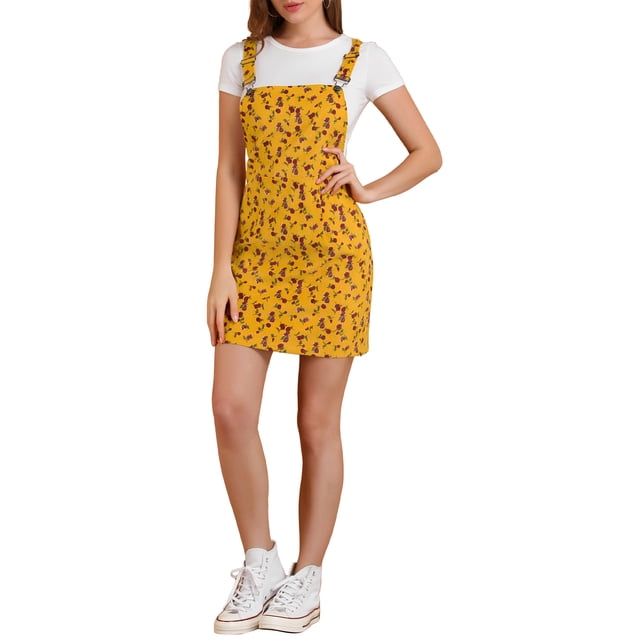 INSPIRE CHIC Robe Salopette Décontractée pour Femme à Imprimé Floral à Bretelles Ajustables