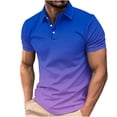 thumbnail image 3 of QATAINLAV Polos Shirts for Men 2025 Summer Fashion Gradient Print Tops Casual Button Down Collared Golf Shirt Lightweight Breathable Tennis Tees Multicolor L Sales Today, 3 of 6