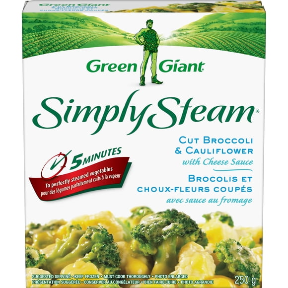 Green Giant Simply Steam* Cut Broccoli & Cauliflower with Cheese Sauce, 250 g