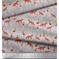 thumbnail image 2 of Soimoi Gray polyester Crepe Fabric Cedar Tree & Fox Animal Print Fabric by Yard 42 Inch Wide, 2 of 5