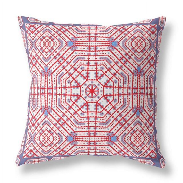 HomeRoots 415010 26 Po Geostar Coussin d'Intérieur et d'Extérieur&44; Rouge et Blanc