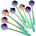 thumbnail image 1 of 16 Flower Spoon Set, 410 Stainless Steel Reusable Tea Spoon, Stirring Spoon, Coffee Spoon (4.9 Inch, Rainbow), 1 of 6