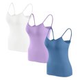 thumbnail image 1 of Timegard Camisoles pour Femmes 3 Pcs avec Soutien-Gorge Intégré Col Rond Bretelles Spaghetti Ajustées Douces Maillots de Corps Décontractés Hauts de Pyjama, 1 of 5