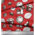 thumbnail image 2 of Soimoi Rayon Fabric Mushroom, Pear Fruits Print Fabric by The Yard 56 Inch Wide, 2 of 3