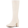thumbnail image 1 of Unique Bargains Bottes à Talons Blocs Hauteur Genou à Bout Rond à Fermeture Éclair pour Femmes, 1 of 7