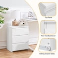 thumbnail image 4 of Yaheetech Modern 3-Drawer Wooden Vertical End Table for Bedroom and Living Room, White, 4 of 7