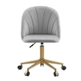 thumbnail image 4 of Linon Alyssa Chaise de Bureau Pivotante Réglable Rembourrée Pattes Dorées en Gris Pâle, 4 of 17