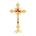 thumbnail image 2 of Metal Standing Catholic Christian Altar Home Decoration Chapel Crucifix - Golden, 2 of 8