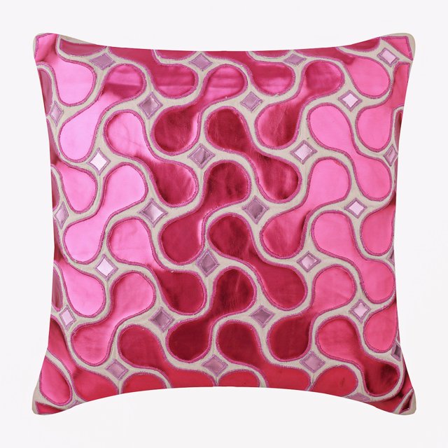 The HomeCentric Pillow Cover, Decorative Metallic Pink Throw Pillow Covers Pack of 2, 16x16 inch (40x40 cm) Faux Leather Toss Pillow Covers, Abstract, Pattern, Pillow Covers For Couch - Techno Boogie