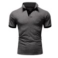 thumbnail image 2 of BOBOGOJP Polos à Col en V pour Hommes à Manches Courtes Polo Classique Core (Gris Foncé,6TG), 2 of 4