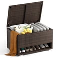 thumbnail image 1 of Costway Coffre de Terrasse de 48 Gallons avec Étagère à Chaussures, Doublure Imperméable, Couvercle, Boîte de Rangement Extérieure, 1 of 10