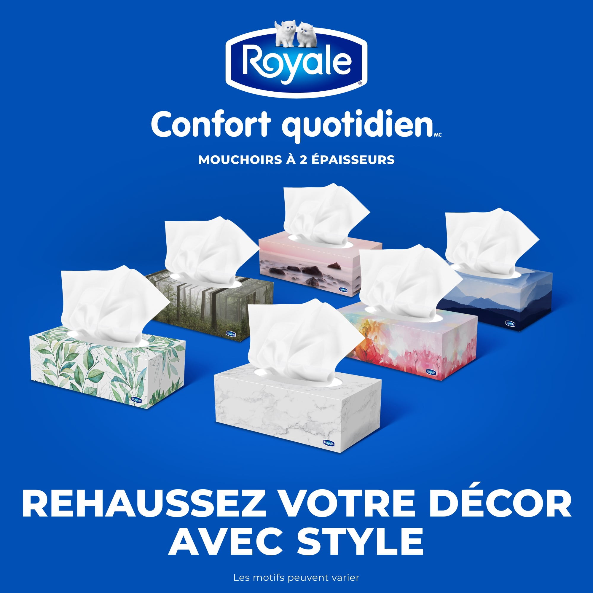 Royale Everyday Comfort, 2 Ply Facial Tissue, 18 Flat Boxes, 126 Tissues per Box