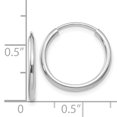 thumbnail image 2 of 14K White Gold 1.5mm Polished Endless Hoop Earrings, 2 of 2