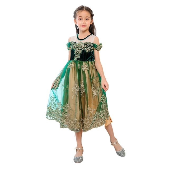 Girls Princess Anna Costume Snow Party Halloween Cosplay Masquerade Party