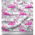 thumbnail image 1 of Soimoi Poly Georgette Fabric Camouflage Texture & Flamingo Bird Fabric Prints by Yard 42 Inch Wide, 1 of 3