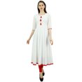 thumbnail image 3 of Bimba Kurti Ethnique de Designer pour Femmes, Robe Kurta Anarkali Évasée avec Pompon, 3 of 5